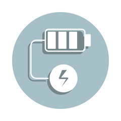 Poster - Battery charging badge icon. Simple glyph, flat vector of energy icons for ui and ux, website or mobile application