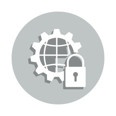 Poster - global lock badge icon. Simple glyph, flat vector of web icons for ui and ux, website or mobile application