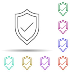 Poster - Check shield multi color icon. Simple thin line, outline vector of logistics icons for ui and ux, website or mobile application
