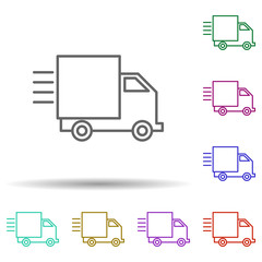 Fast delivery multi color icon. Simple thin line, outline vector of logistics icons for ui and ux, website or mobile application