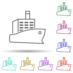 Poster - Ship cargo multi color icon. Simple thin line, outline vector of logistics icons for ui and ux, website or mobile application