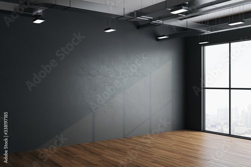 Fotografía Modern hall interior with empty gray wall