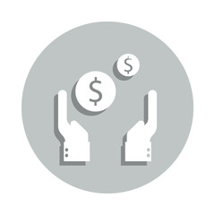 Poster - hand, dollar, coin badge icon. Simple glyph, flat vector of Business icons for ui and ux, website or mobile application