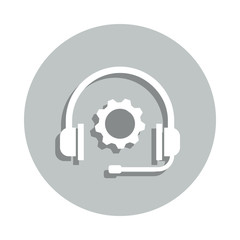 Aufkleber - headphones, gear, service management badge icon. Simple glyph, flat vector of Business icons for ui and ux, website or mobile application