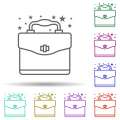 Poster - Bag briefcase multi color icon. Simple thin line, outline vector of bags icons for ui and ux, website or mobile application