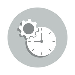 Poster - clock, gear, time management badge icon. Simple glyph, flat vector of Business icons for ui and ux, website or mobile application