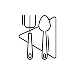 Poster - Fork, spoon, napkin icon. Simple line, outline vector elements of kitchen object for ui and ux, website or mobile application