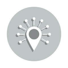Poster - pin, circles, logistics management badge icon. Simple glyph, flat vector of Business icons for ui and ux, website or mobile application