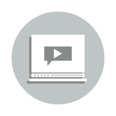 Aufkleber - laptop, tutorial, bubble, video badge icon. Simple glyph, flat vector of Business icons for ui and ux, website or mobile application