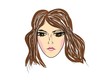 © polyachenkovv - Young girl. Beautiful stylish woman. Color hand drawing illustration modern