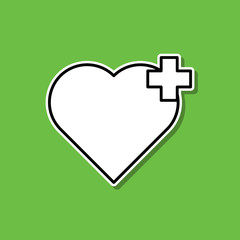 Poster - Heart sticker icon. Simple thin line, outline vector of medical icons for ui and ux, website or mobile application