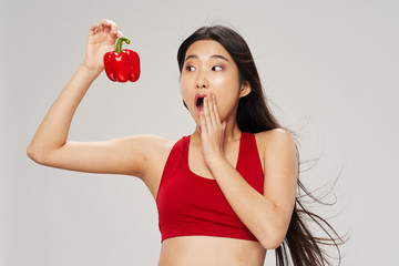 Wall Mural - young woman with apple