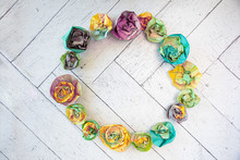 Hand Dyed Paper Flower Ring In Purples, Teals And Yellows