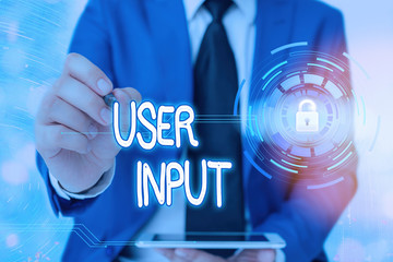 Poster - Word writing text User Input. Business photo showcasing Any information or data that is sent to a computer for processing