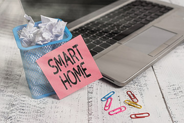 Poster - conceptual hand writing showing smart home. concept meaning automation system control lighting clima