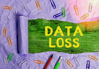 Fototapete - Conceptual hand writing showing Data Loss. Concept meaning process or event that results in data being corrupted and deleted