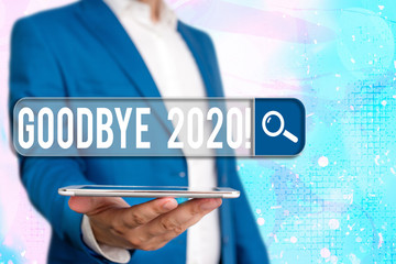 Canvas Print - Text sign showing Good Bye 2020. Business photo showcasing express good wishes when parting or at the end of last year