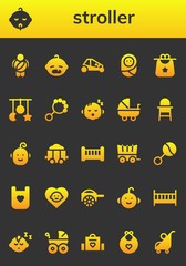 Canvas Print - Modern Simple Set of stroller Vector filled Icons