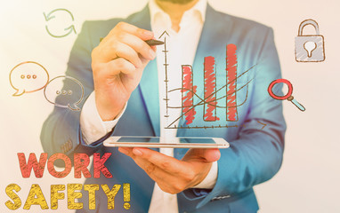 Poster - Handwriting text writing Work Safety. Conceptual photo policies and procedures in place to ensure health of employees