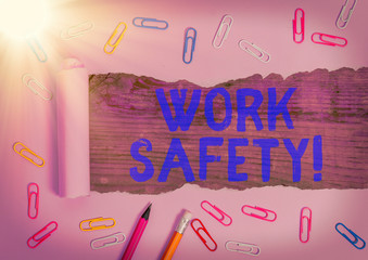 Poster - Word writing text Work Safety. Business photo showcasing policies and procedures in place to ensure health of employees