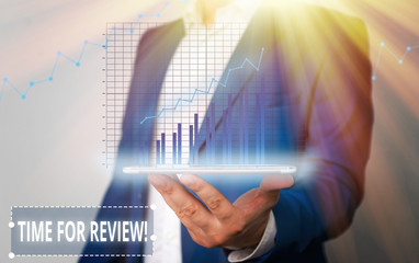 Wall Mural - writing note showing time for review. business concept for review of a system or situation in its fo