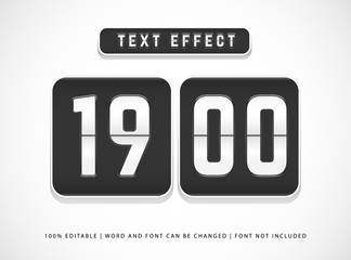 editable text effect flip clock countdown time text effect style vector template