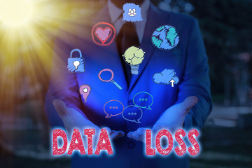 Fototapete - Word writing text Data Loss. Business photo showcasing process or event that results in data being corrupted and deleted