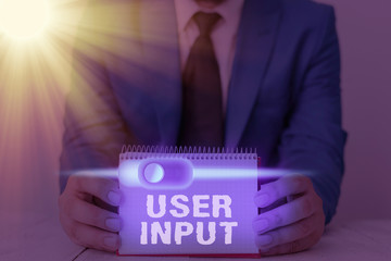 Poster - Conceptual hand writing showing User Input. Concept meaning Any information or data that is sent to a computer for processing