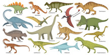 Dinosaur Isolated Cartoon Set Icon. Vector Cartoon Set Icon Dino Animal. Vector Illustration Dinosaur On White Background.