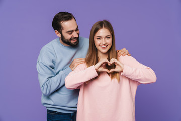 Sticker - Loving couple make heart love gesture isolated