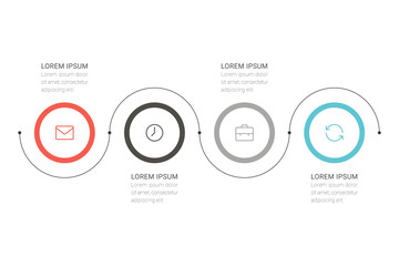 Poster - Business process. Timeline infographics with 4 options, circles. Vector illustration.
