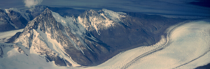Wall Mural - Panoramic aerial view at 3400 meters of glaciers and Andes Mountains, Patagonia, Argentina