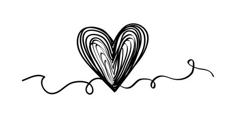 Poster - doodle Scribble hearts. hand drawn with thin line. Isolated on white background. Vector illustration