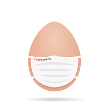 Easter Egg With A Medical Mask. Stay Home At Easter. Isolated On White Background Coronavirus Pandemic Quarantine 2020