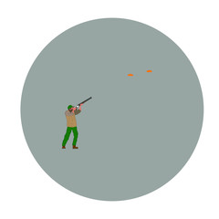 Wall Mural - man with shotgun practicing clay pigeon shooting. Vector illustration for web and mobile design.