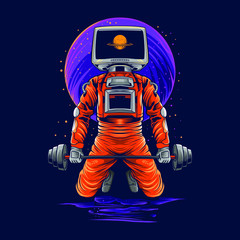 astronaut gym vector illustration design