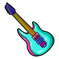 Illustration of cartoon musical electric guitar.