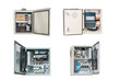 © westermak15 - four electrical control Cabinet with an open door isolated on a white background
