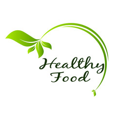 Sticker - Healthy Food Lettering in Round Frame vector