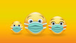Be responsible and protected - a family of 3D yellow emoticons in medical masks. Wear a medical mask to prevent the spread of the disease. Vector