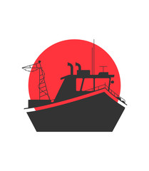 Vector concept of river ocean and sea fishing boat