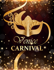 Sticker - Realistic Detailed 3d Venice Carnival Ads Flyer Concept Banner. Vector