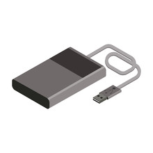 Vector Icons Of External Hard Drive. Isometric Illustration For Your Design. Isolate On A White Background. Portable External Storage.