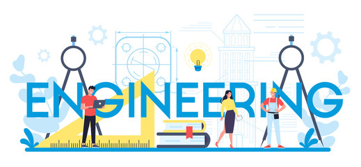 Poster - Engineering typographic header concept. Technology and science.