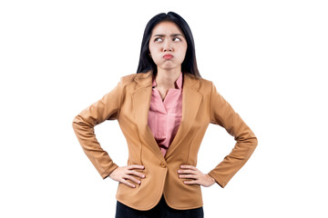 Sticker - Asian businesswoman with a disappointed expression