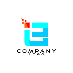 ie, ei, le, el letter tech/ict/it logo design vector