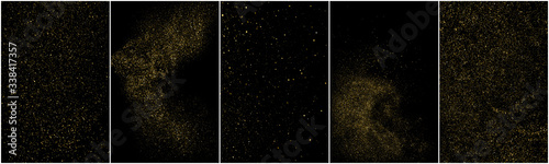 Fotografía Set of Gold Glitter Texture Isolated on Black Background