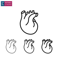 Aufkleber - Human heart line icon on white background. Editable stroke.