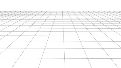 Aufkleber - Abstract wireframe perspective grid on white background widescreen illustration.