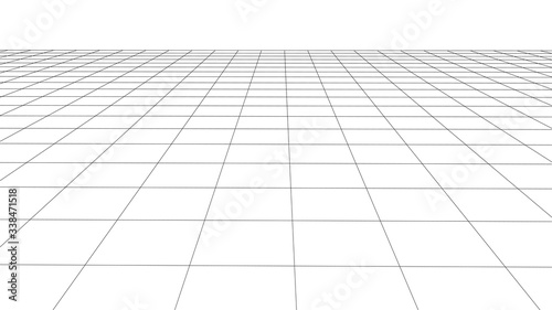 Fotografía Abstract wireframe perspective grid on white background widescreen illustration